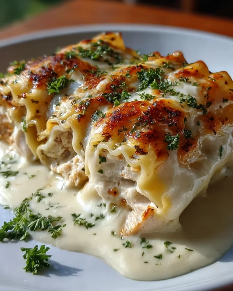 Chicken Alfredo Lasagna Rolls