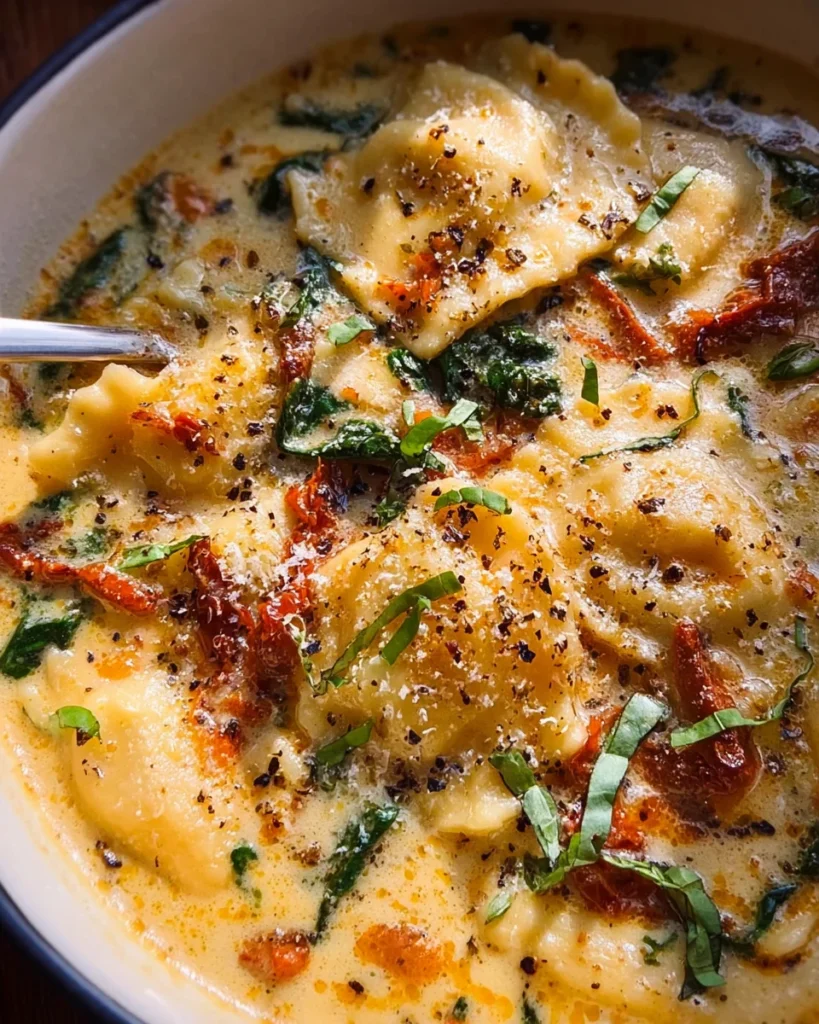 Creamy Tuscan Ravioli Soup : Comfort in Every Spoonful