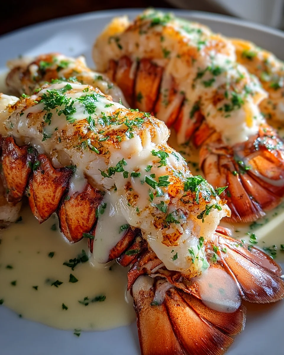 Garlic Parmesan Lobster Tails with Alfredo Sauce