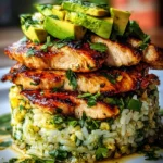 Honey Lime Chicken u0026amp; Avocado Rice Stack
