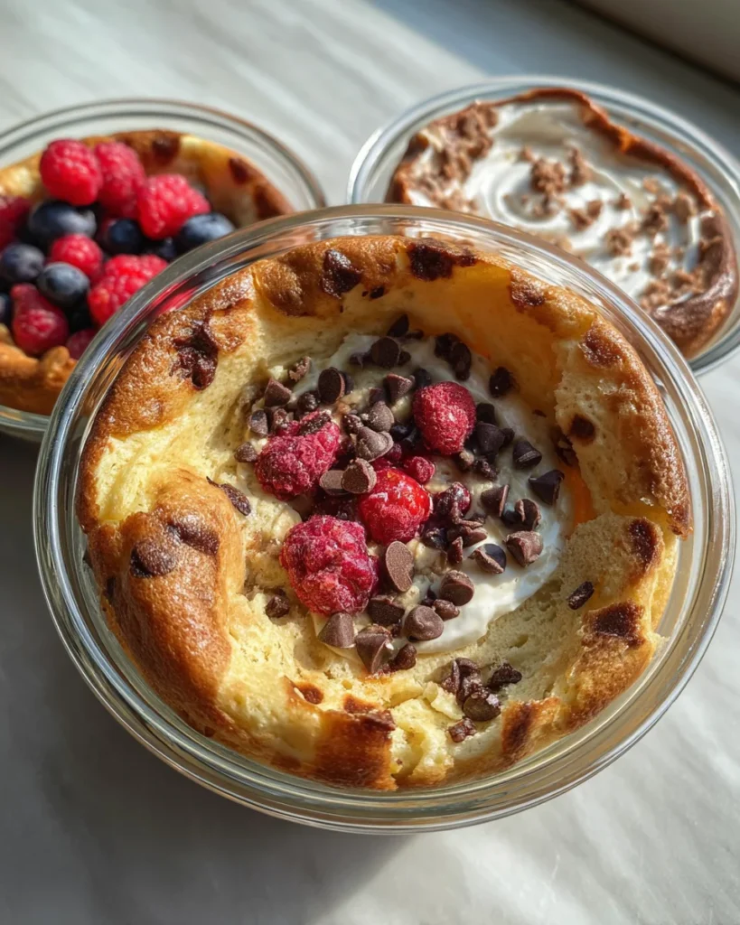 Baked Protein Pancake Bowls- great for meal prep and no banana needed!