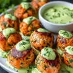 Baked Salmon Meatballs with Avocado Sauce
