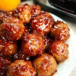 Crockpot BBQ Peach Meatballs Recipe