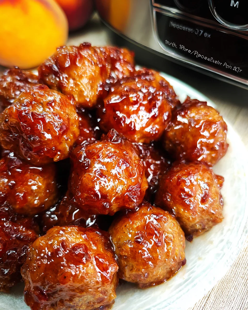 Crockpot BBQ Peach Meatballs Recipe