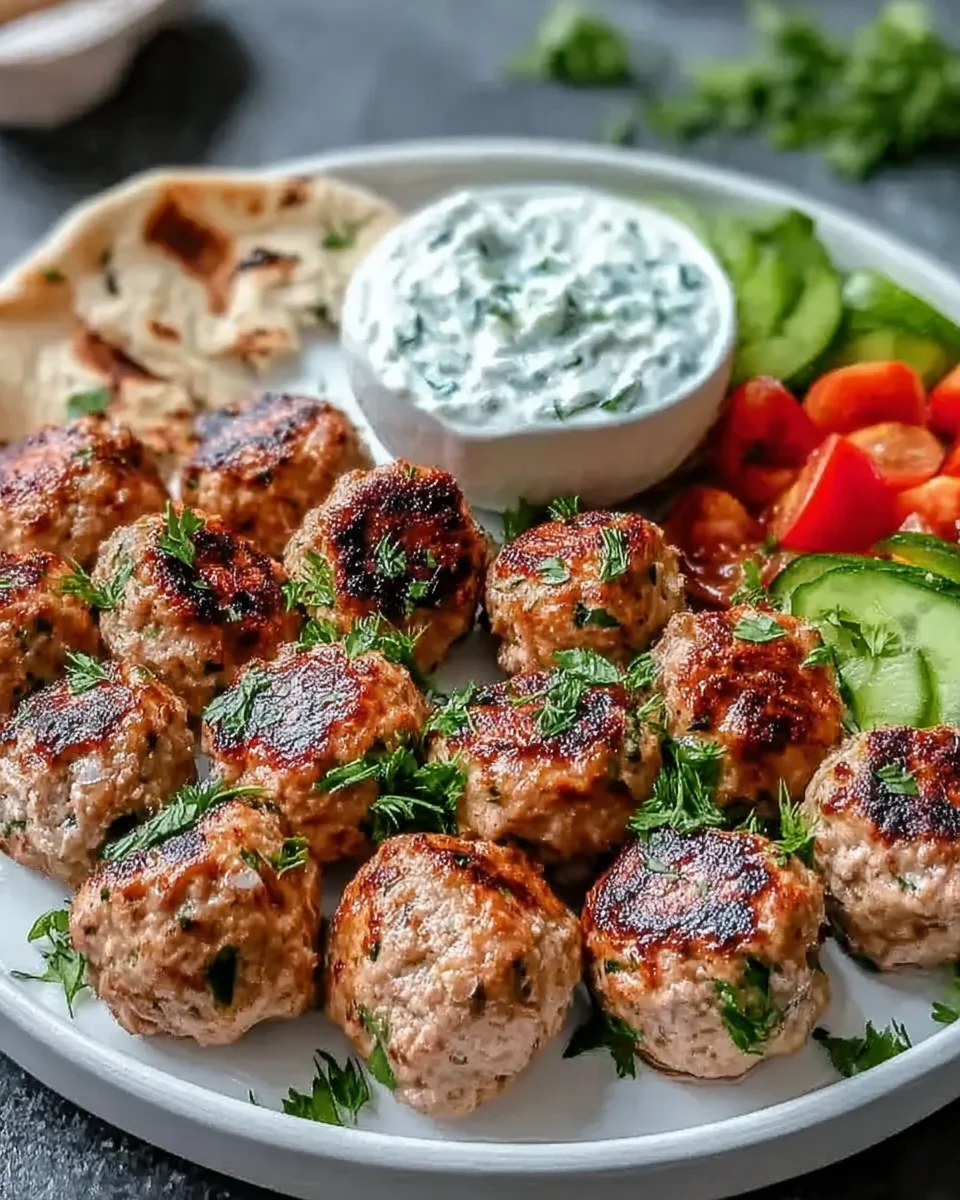Greek Turkey Meatballs with Tzatziki
