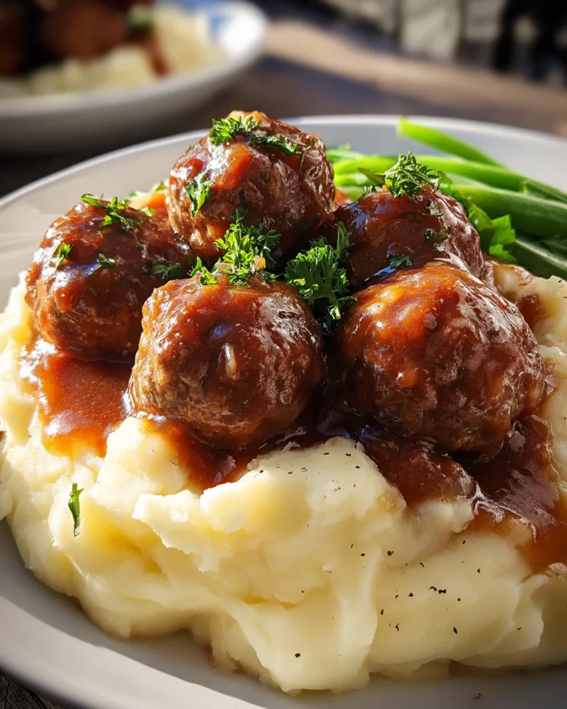 Salisbury Meatballs and Mashed Potatoes Recipe