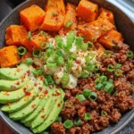 Spicy Ground Beef & Sweet Potato Protein Bowl