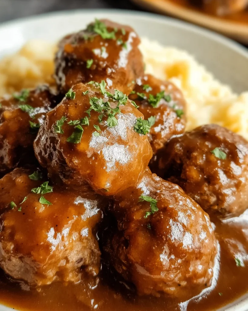 Tasty Slow Cooker Salisbury Steak Meatballs Recipe