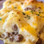 Biscuits and Gravy Casserole with Sausage and Eggs