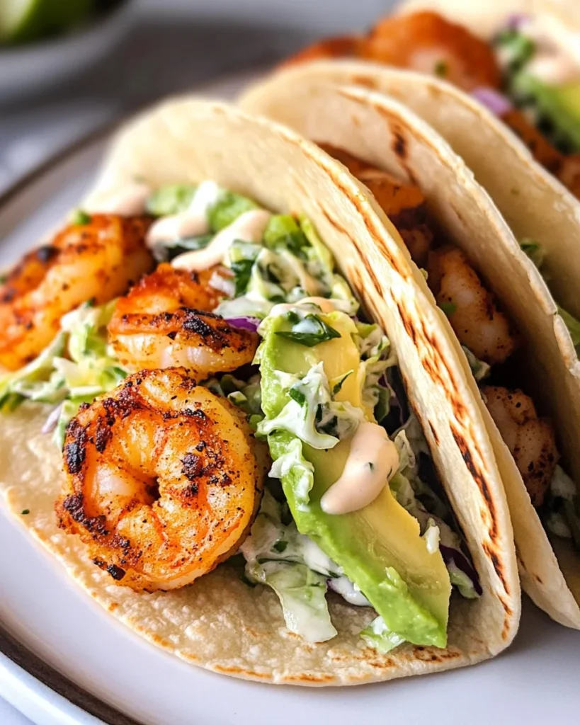 Cilantro Lime Shrimp Tacos with Creamy Slaw