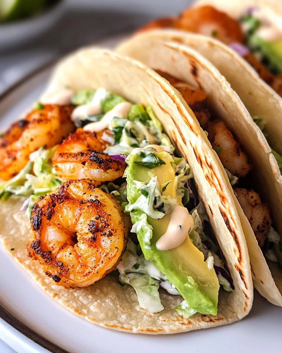 Cilantro Lime Shrimp Tacos with Creamy Slaw