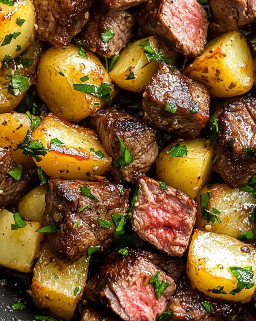 Garlic Butter Steak Bites and Potatoes