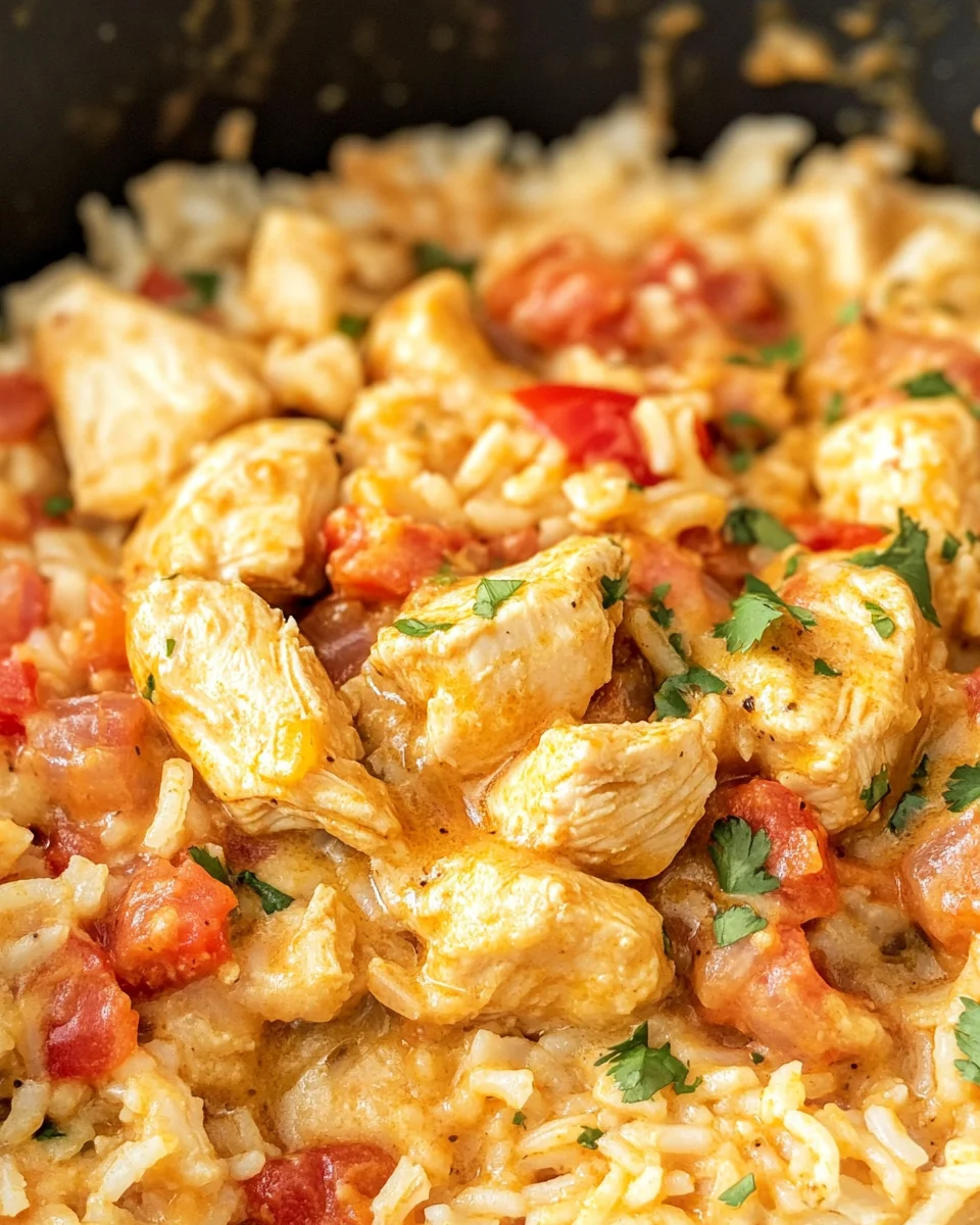 One Pot Queso Chicken and Rice