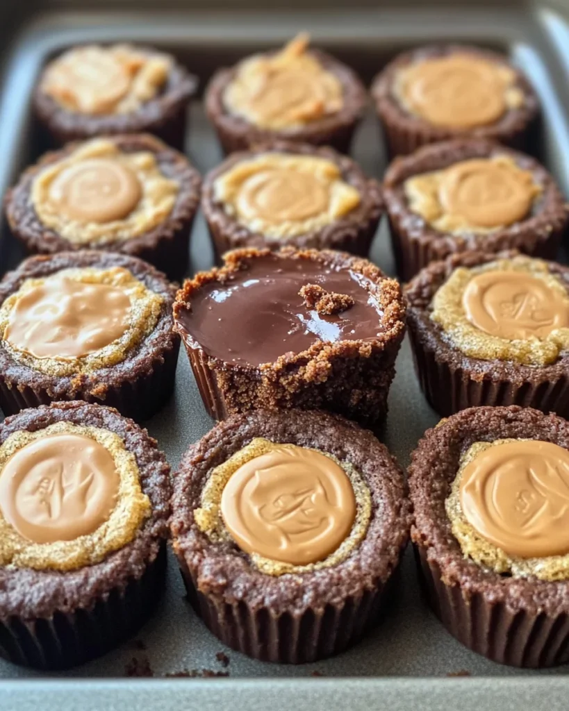 Peanut Butter Cup Stuffed Brookies