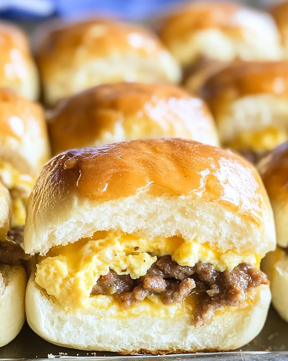 Sausage Egg and Cheese Breakfast Sliders with Syrup Glaze